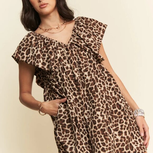 Davi & Dani Animal Printed Velvet Ribbon Mini Dress - Picture 8 of 11